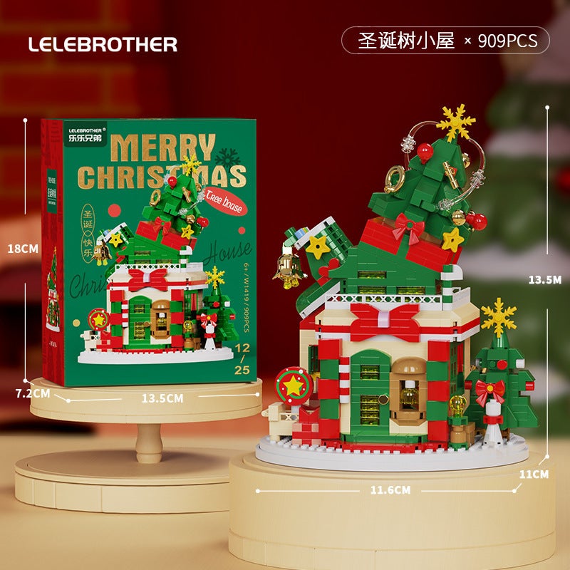 Candy House Santa Claus Snow Rotating Music Box Christmas Blocks Compatible Lego Christmas Gift Drill Z013 - Image 1